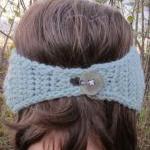 Winter Headwrap / Ear Warmer Blue And Gray With..