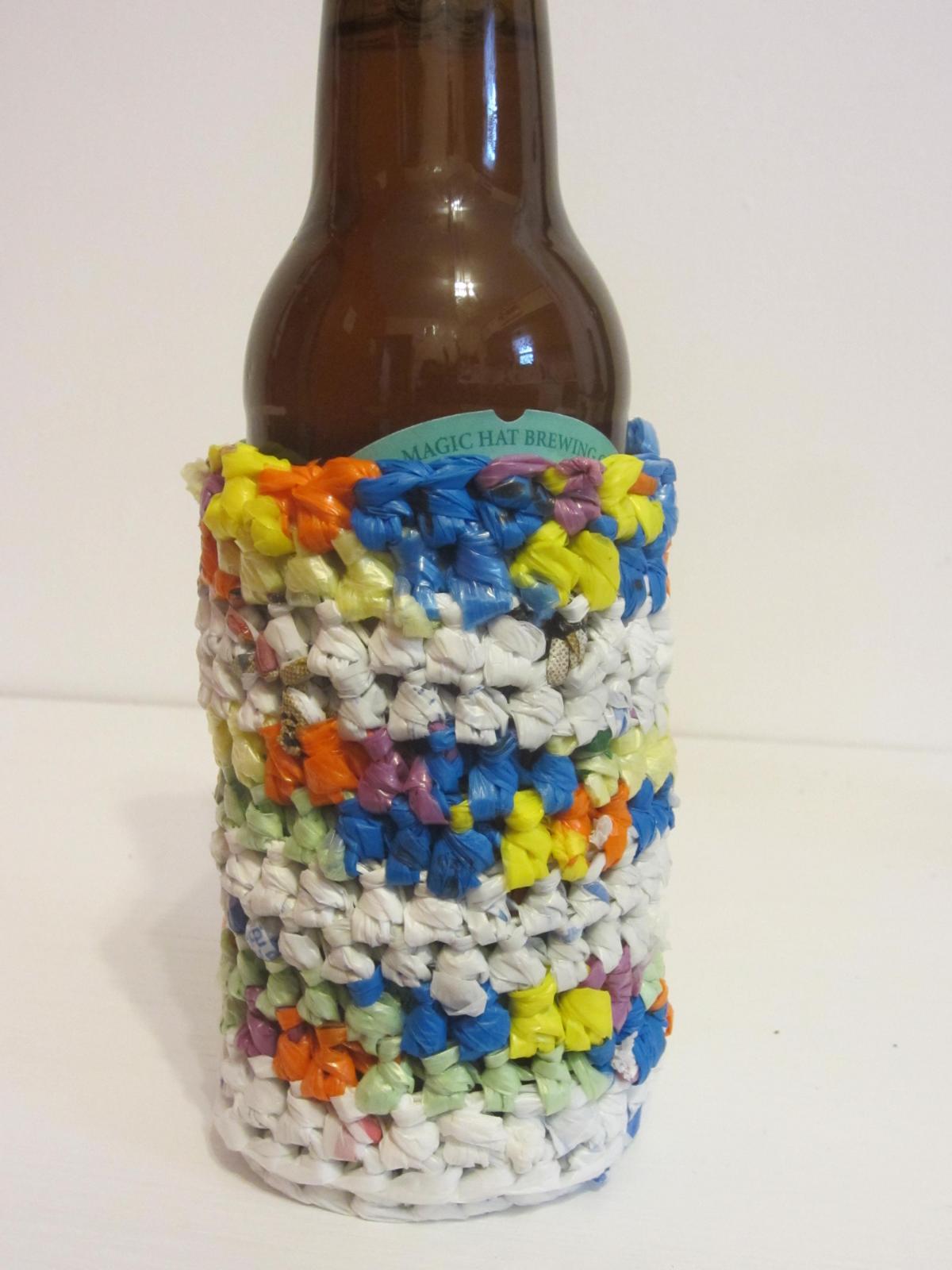 Can Or Bottle Coozie Made From Plastic Grocery Bags